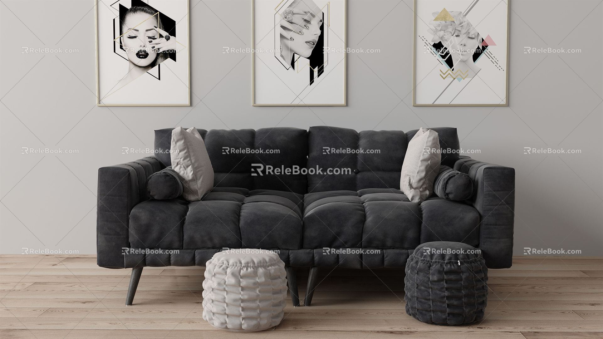 Modern double sofa 3d model