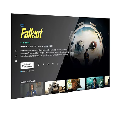 Smart TV Displaying Prime Video Fallout Series Cover Image And Scenes 3d model