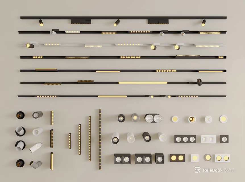 Downlights And Spotlights With Modern Metal Designs And Various Styles For Indoor Lighting 3d model 