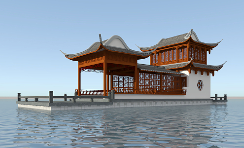 Chinese style boat 3d model