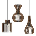 Modern Wooden Pendant Lights With Various Geometric Hollow Designs And Warm Illumination