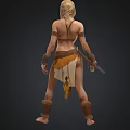 Female Warrior Character With Leather Outfit Holding Sword And Decorative Accessories