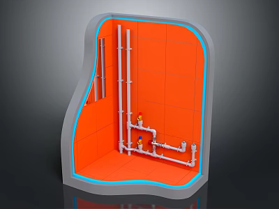 Hardware Tools For Pipe System Installation With Fittings And Components 3d model
