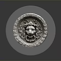 Beautiful Scenic Landscape Featuring Ancient Circular Lion Head Stone Carving Door Knocker With Decorative Patterns