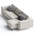 Light Gray Sectional Fabric Sofa With Geometric Pattern Pillows For Living Room 3d model