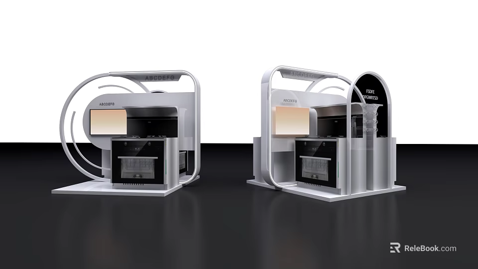 Modern Kitchen Appliances Display With Sleek Cabinets And Built-in Oven 3d model 