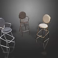 Modern Bar Stools Collection With Gray And White Upholstered Seats And Metal Frames