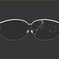 Stylish Blue Glasses Accessory with Broken Lenses and Blue Frame on Black Surface with Reflection