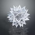 White Geometric 3D Origami Art Structure With Black Background And Reflection