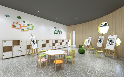 Modern Studio Children's Studio Children's Activity Space Children's Tables and Chairs Children's Furniture Children's Lockers 3d model