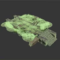Ruined Scene 3D Model With Stones Bricks Overgrown Weeds And Stone Steps