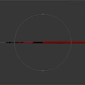 Two Red Decorative Samurai Swords With Reflective Blades On Grey Background