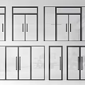 Assorted Modern Glass Door And Window Designs With Black Frames 3d model