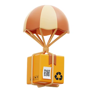 Modern parachute express box logistics box cartoon express box 3d model