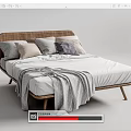Nordic Double Bed Log Double Bed 3d model