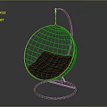 Modern Wicker Hanging Chair With Black Metal Stand And Padded Cushion