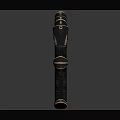 Traditional Weapon Sheath With Black Leather Cover And Gold Green Decorations