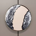Circular Framed Abstract Art With Textured Terrain Design Against Striped Background 3d model