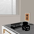 Black Audio System With Soundbar Subwoofer On Marble Countertop Near Window Blinds And Wall Art