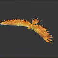 Fiery Flame Phoenix Spreading Wings In Black Background With Reflection