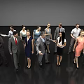 Group of People in Formal Attire Interacting and Discussing in Indoor Gray Setting