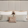 Modern Throw Pillows Set With Herringbone Striped Patterns And Peace Lettering Design 3d model