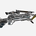 Mechanical Crossbow Weapon Featuring Sniper Scope Metal Parts And Yellow Warning Sticker