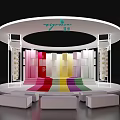 Yizhimei Exhibition Booth Design With Circular Shape Colorful Steps And White Seats