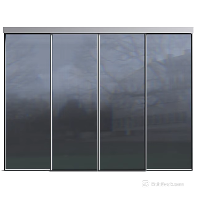 Four Panel Glass Sliding Doors for Modern Interior Exterior View Connection 3d model
