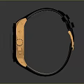 Luxury Fashion Wrist Watch With Black Leather Strap Gold Dial And Crystal Accents Design
