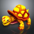 Cute Cartoon Style Turtle With Yellow Orange Shell And Red Spots 3d model