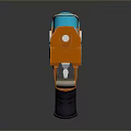 Colorful Orange And Blue Toy Gun With Modern Design Grip And Cylindrical Top