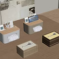 Modern Decorative Tissue Boxes With Wooden Accents For Home Tabletop Organization