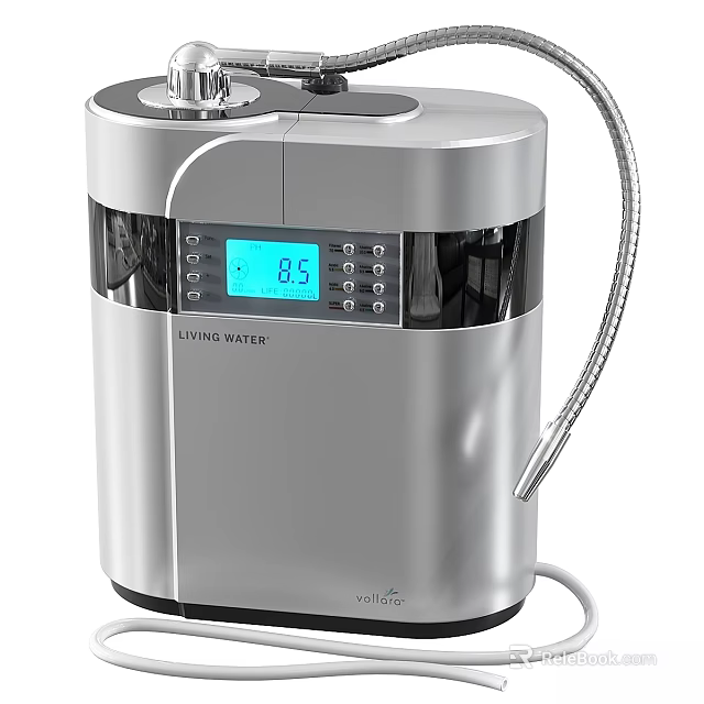 Living Water Silver Kitchen Water Purifier With Digital Display 8.5 And Faucet 3d model 
