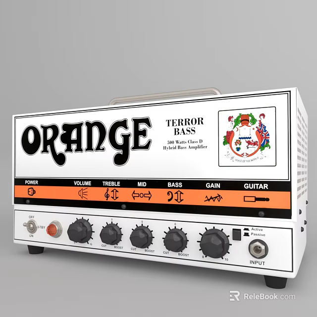 Orange Terror Headphone Speaker With Volume Treble Mid Bass Control Knobs And Gain Adjustment 3d model 