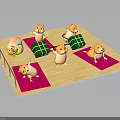 Hamsters Playing on Platform with Pink Mats Green Blocks and Yellow Duck Toy