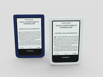 Pandabook E Readers Blue And White Models With Digital Book Display Screens 3d model