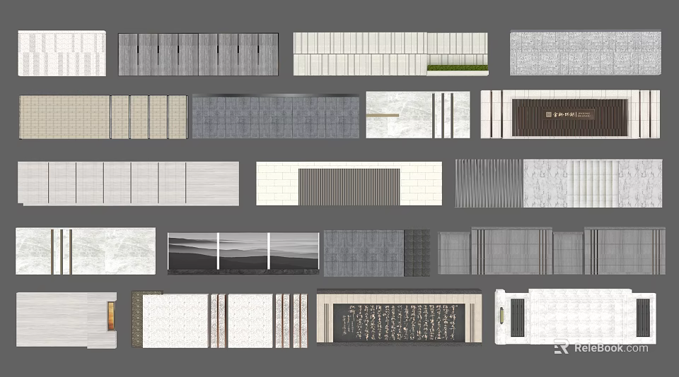 Various Decorative Wall And Floor Tiles With Different Textures And Patterns 3d model