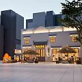 Traditional Teahouse Exterior Design With Outdoor Seating And Decorative Lanterns