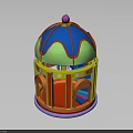 Colorful Carousel Model Featuring Arched Swing Doors And Blue Green Dome 3d model