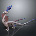 Detailed Winged Dragon Sculpture With Blue Purple Accents Light Body Red Wings And Long Tail