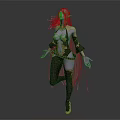 Game Movie Character Elf Purple Skin Pointed Ears Metallic Outfit Leather Boots Dynamic Pose