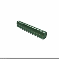 Green Plastic Terminal Block With Multiple Circular Holes And Metal Terminals