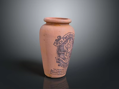 Hand Carved Clay Vase Sculpture With Vintage Designs And Text Details 3d model