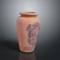 Hand Carved Clay Vase Sculpture With Vintage Designs And Text Details