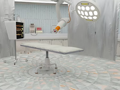 Modern Operating Room Interior With Surgical Lamp Operating Table And Medical Equipment 3d model