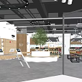 Modern Retail Store Interior With Product Displays Green Plant And Lighting Fixtures