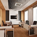 Modern Office Interior With Wooden Walls Desks Computers Black Chairs White Cabinets And Windows