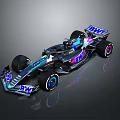 F1 Car With BWT Branding Black Blue Pink Streamlined Design Large Wheels And Reflective Finish