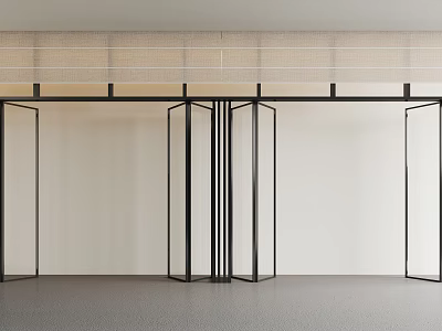Sleek Modern Black Frame Glass Folding Doors For Interior Partition Design 3d model